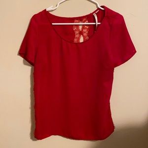 Red blouse with lace on back and sides MEDIUM